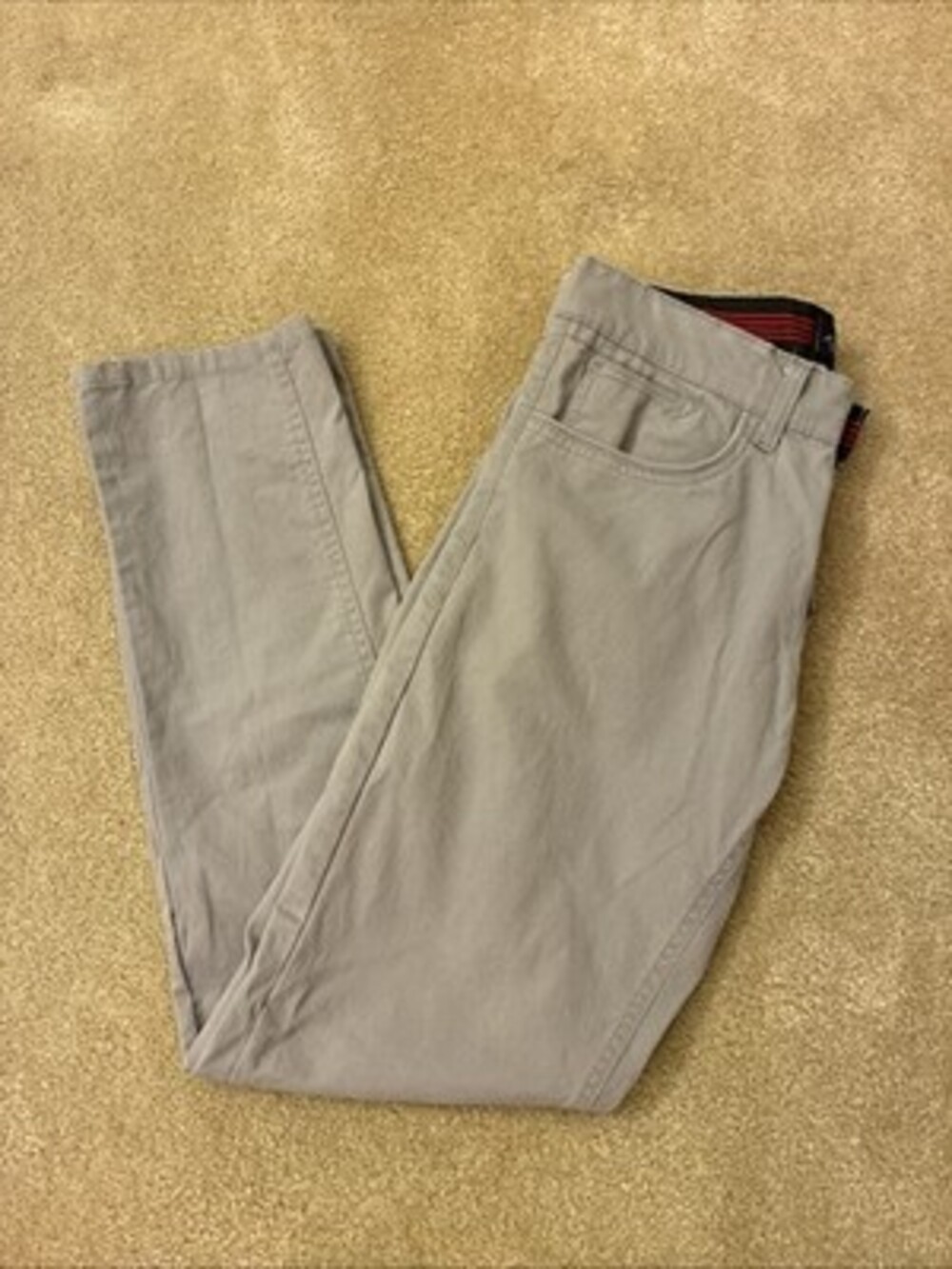 Across The Pond Signature Line Grey Cotton Blend Pants Mens Size 29x28 9”riseEUC